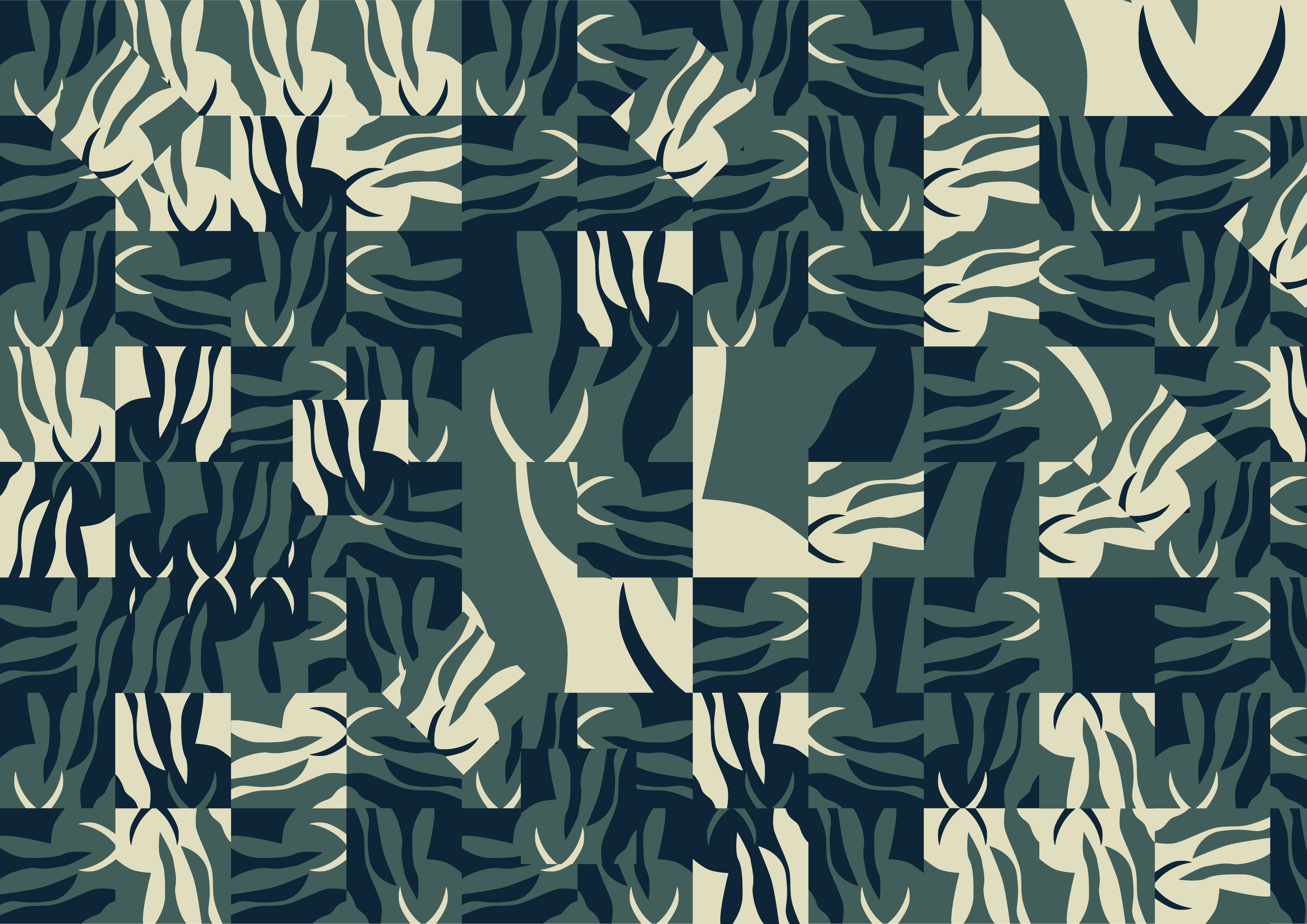 Abstract pattern in green and blue.