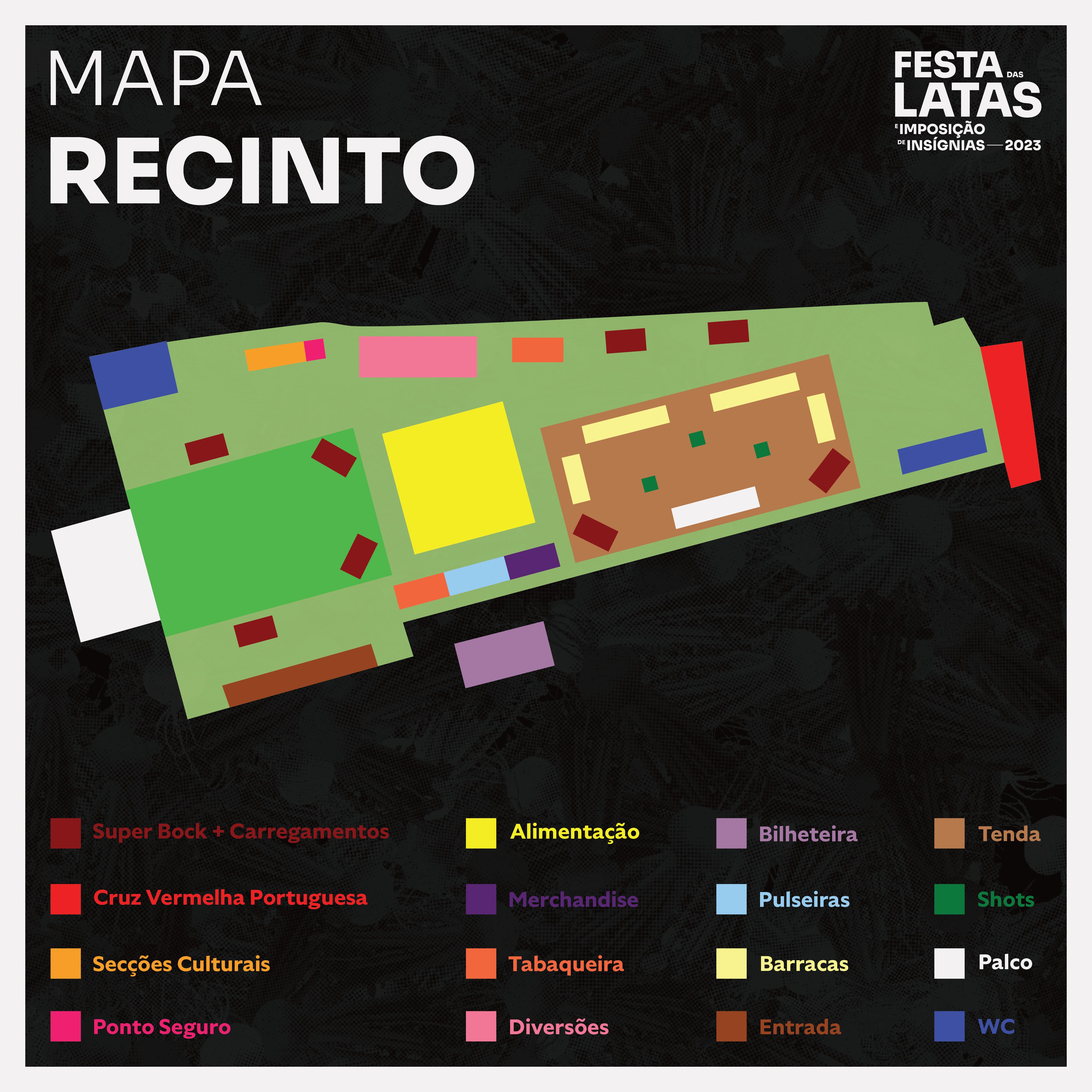 Instagram post with Festa das Latas's venue map, with several colours identifying the various spaces.